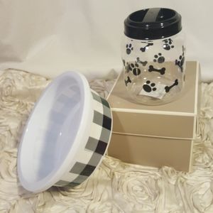 Pets Dog/Cat Bowl and Treat Jar New